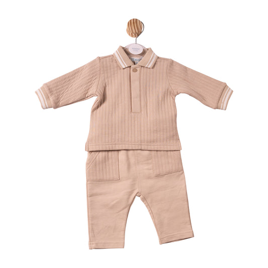 MB7338A - Polo & Trouser - Beige - Drop Needle/French Terry - Pre Order
