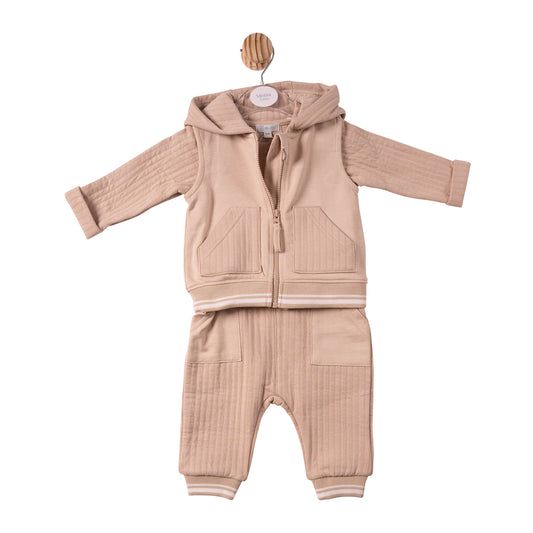 MB7339A - Top, Trouser & Gilet - Beige - Drop Needle/French Terry - Pre Order