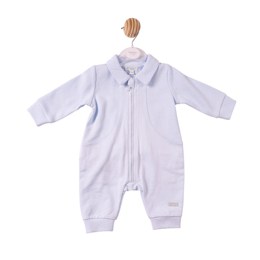 MB7367 - Romper - Blue- Ottoman Rib Jersey- Pre Order