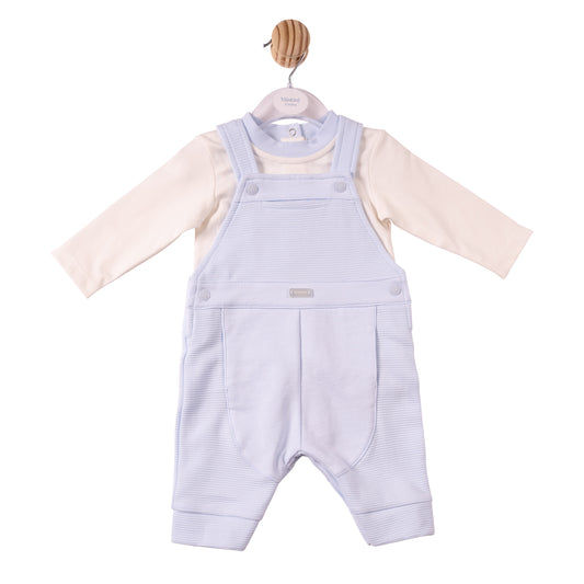 MB7368A - Top & Dungaree - Blue- Ottoman Rib Jersey- Pre Order