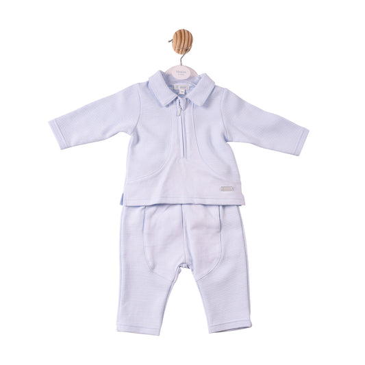 MB7370B - Polo & Trouser- Blue- Ottoman Rib Jersey- Pre Order