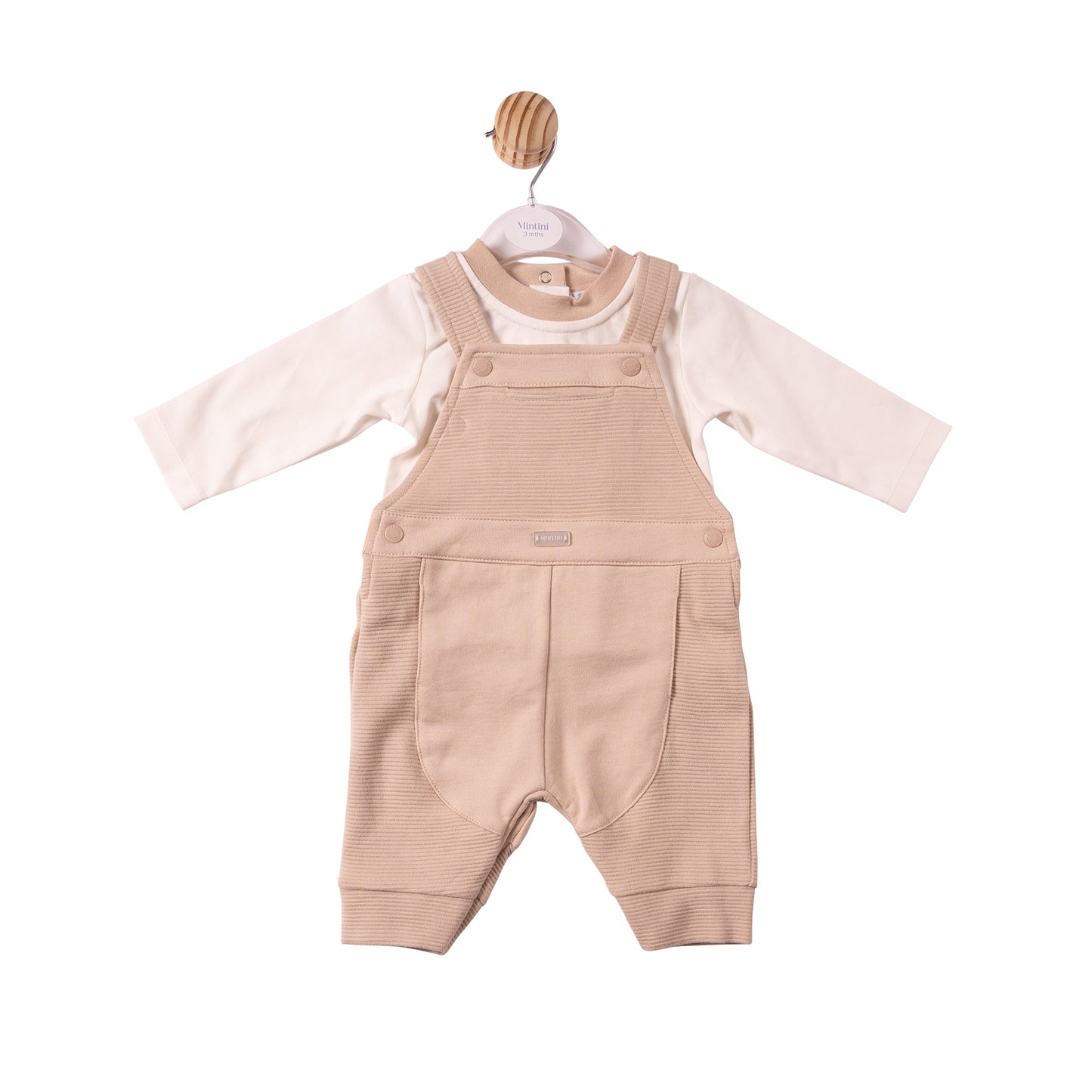 MB7374A - Top & Dungaree- Beige - Rib Jersey - Pre Order
