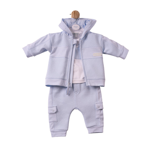 MB7384B- 3pc Jogset- Blue/White - Square Jacquard- Pre Order