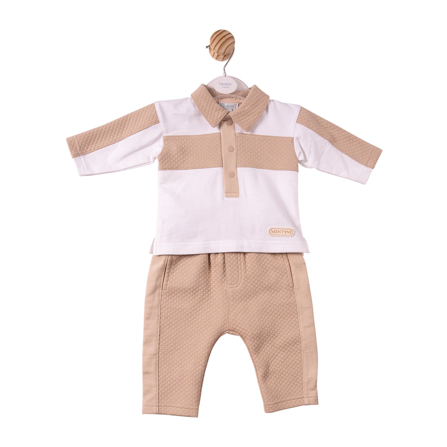 MB7388 - Polo & Trouser - White/Beige - Square Jacquard - Pre Order