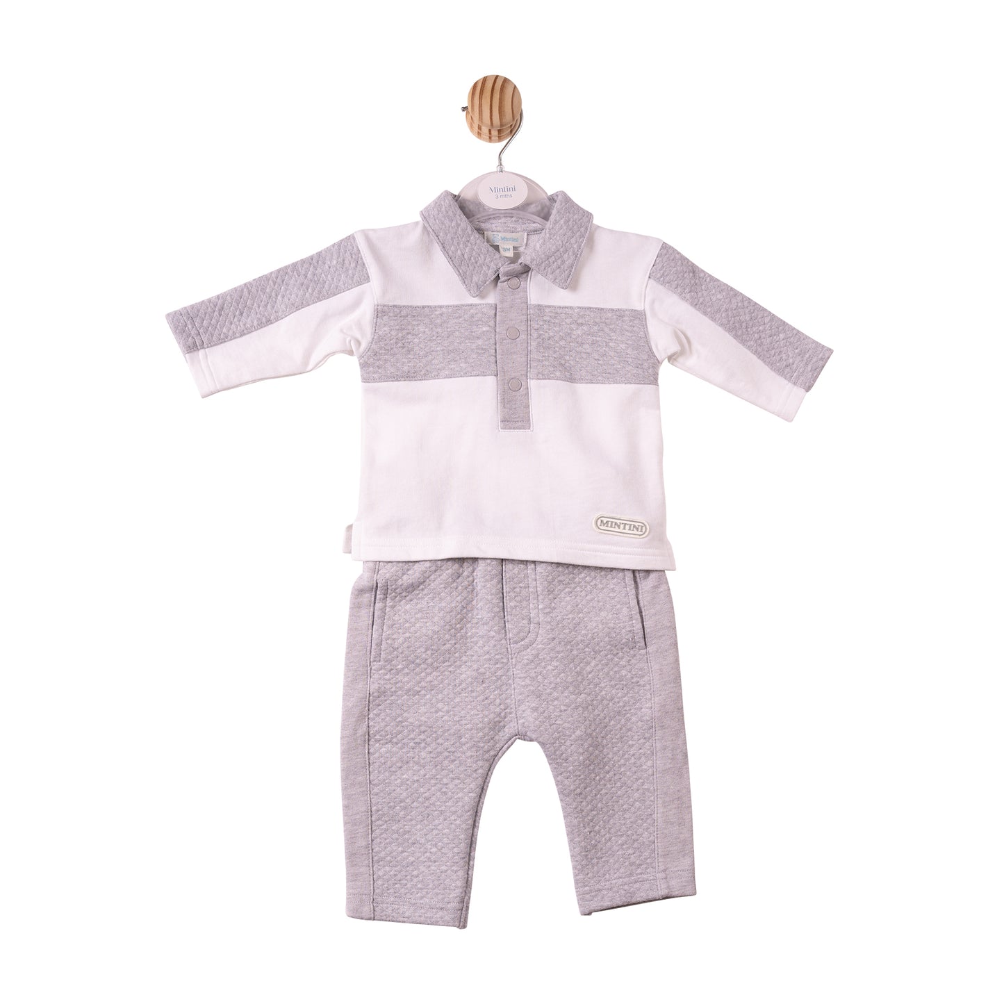 MB7400 - Polo & Trouser - White/Grey - Square Jacquard - Pre Order