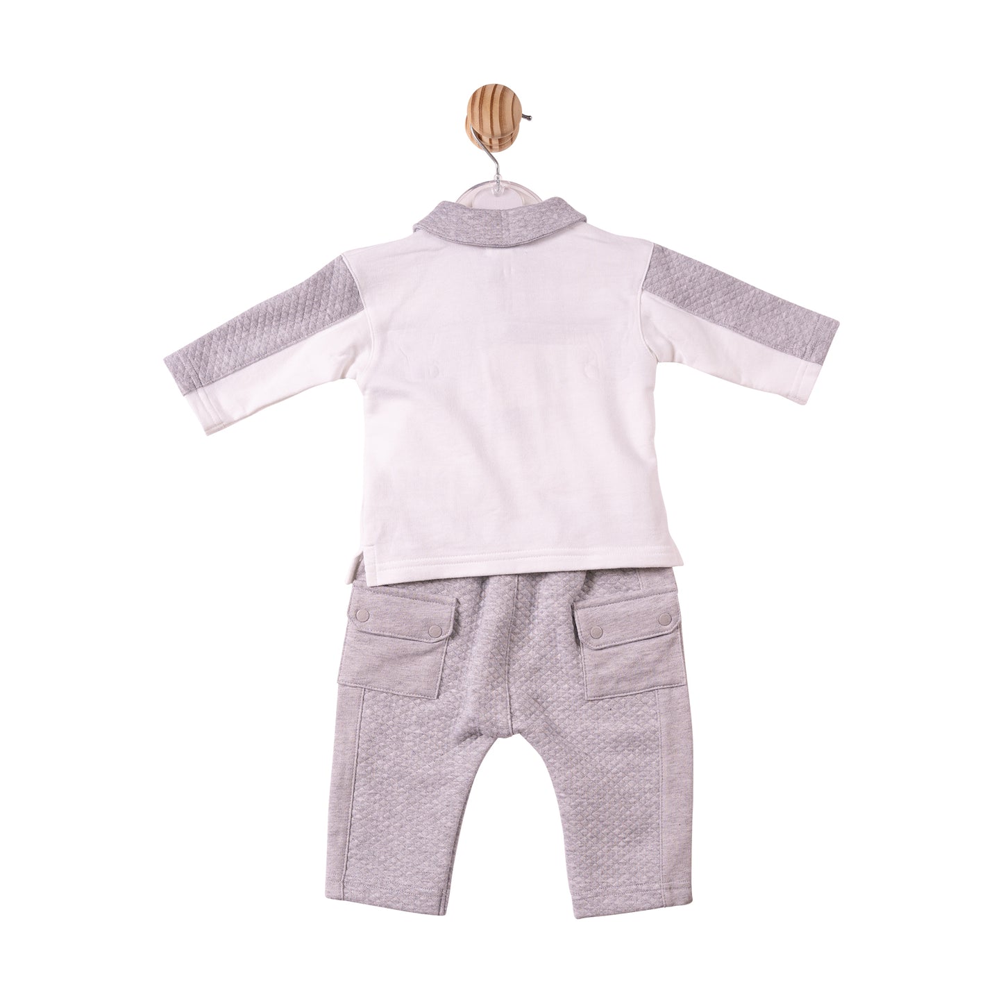 MB7400 - Polo & Trouser - White/Grey - Square Jacquard - Pre Order
