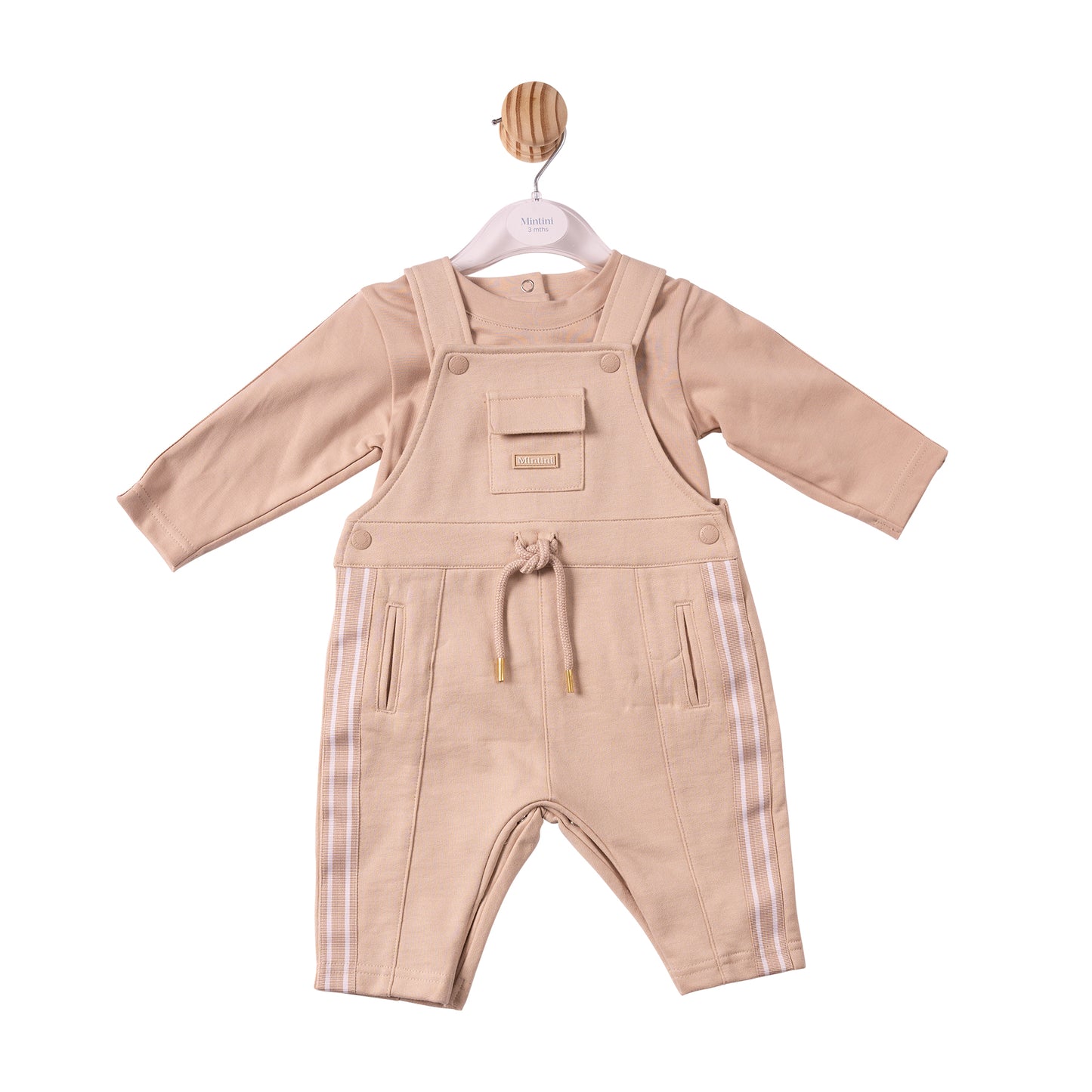 MB7411 - Top & Dungaree - Beige - Woven Tape - Pre Order