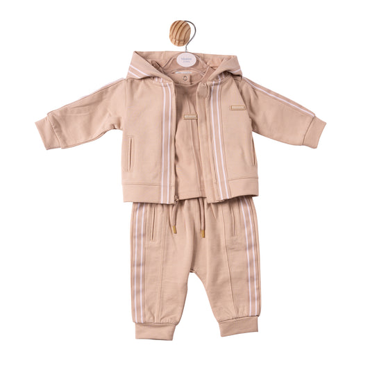 MB7414B - 3pc Jogset - Beige - Woven Tape - Pre Order