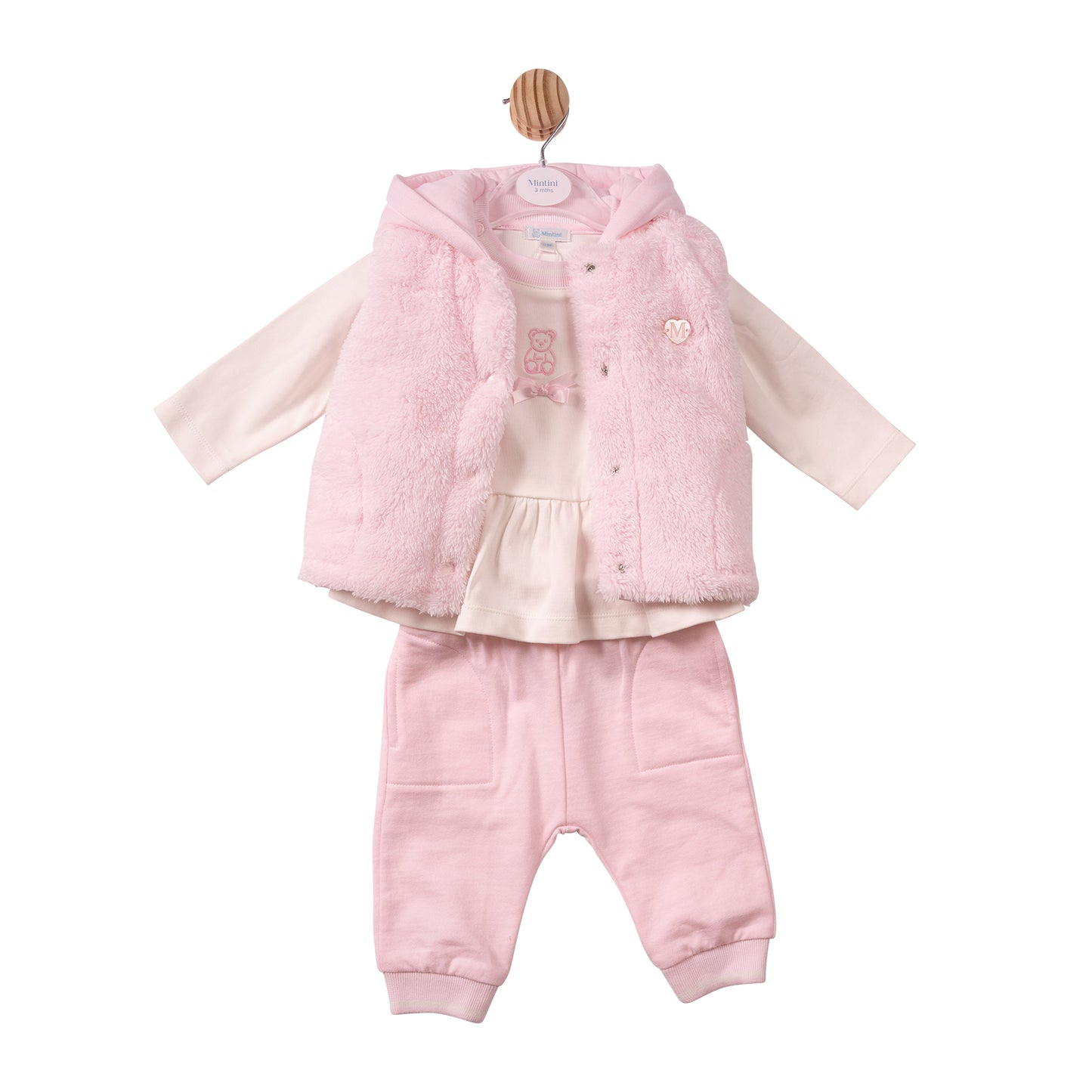 MB7431 - Tunic, Trouser & Gilet - Pink - Mintini Bear- Pre Order