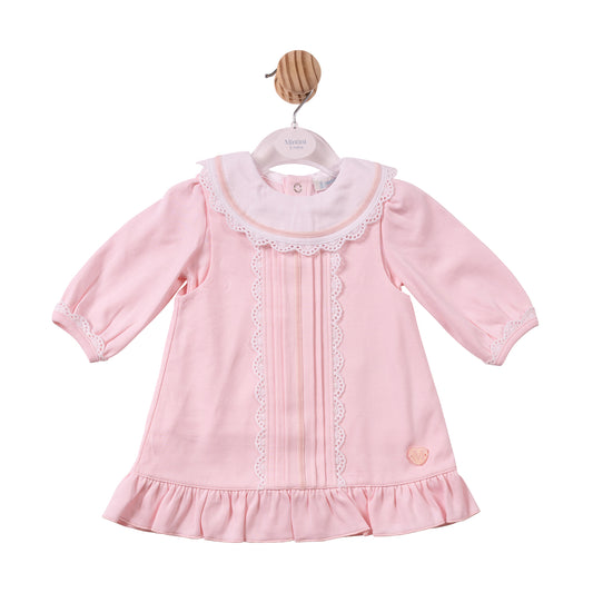 MB7434B - Top & Pinafore - Pink - Lace/Interlock - Pre Order