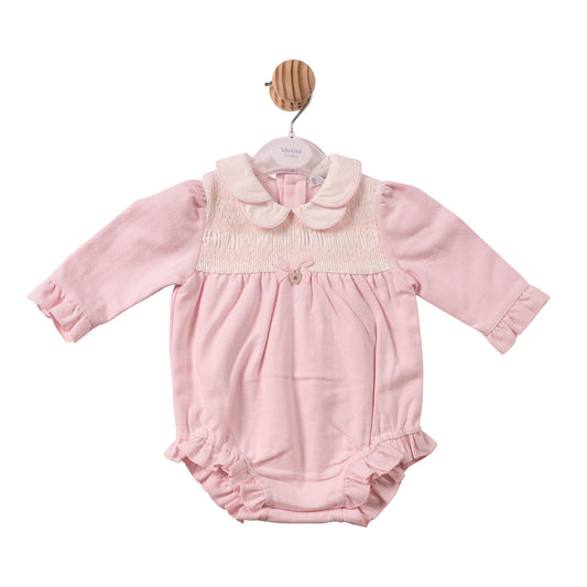 MB7445 - Romper - Pink - Herringbone- Pre Order