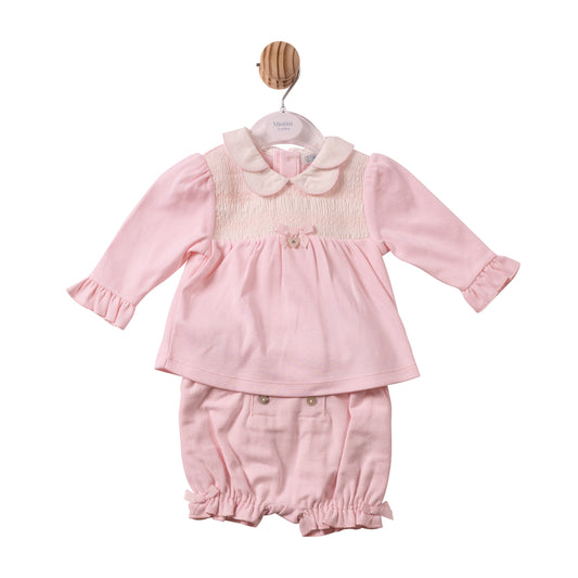 MB7446A - Top & Bloomer Short - Pink - Herringbone- Pre Order