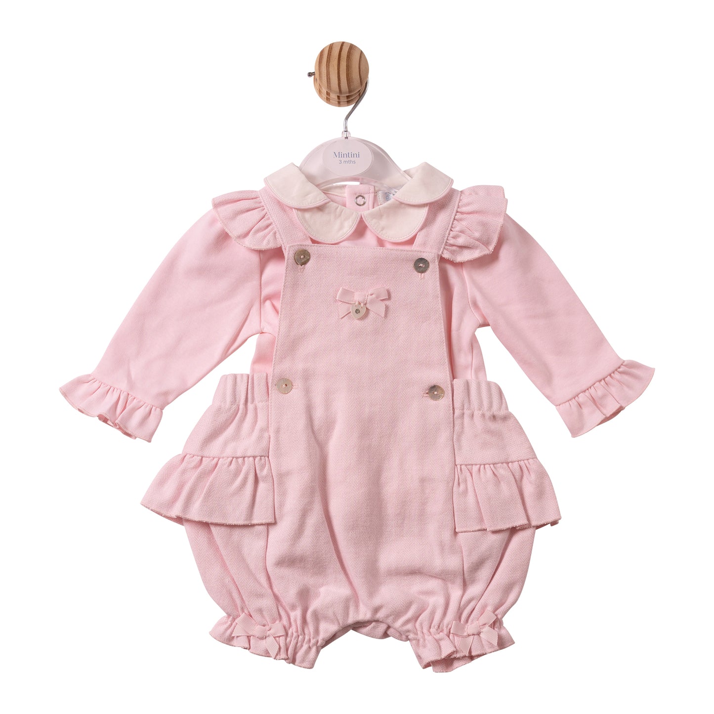 MB7447A - Top & Bloomer Dungaree - Pink - Herringbone- Pre Order