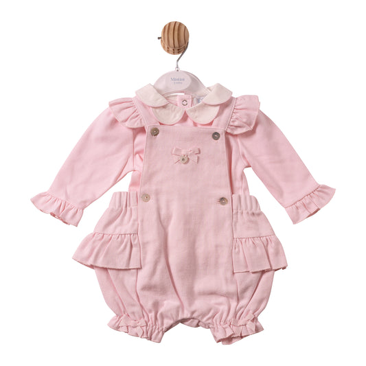 MB7447A - Top & Bloomer Dungaree - Pink - Herringbone- Pre Order