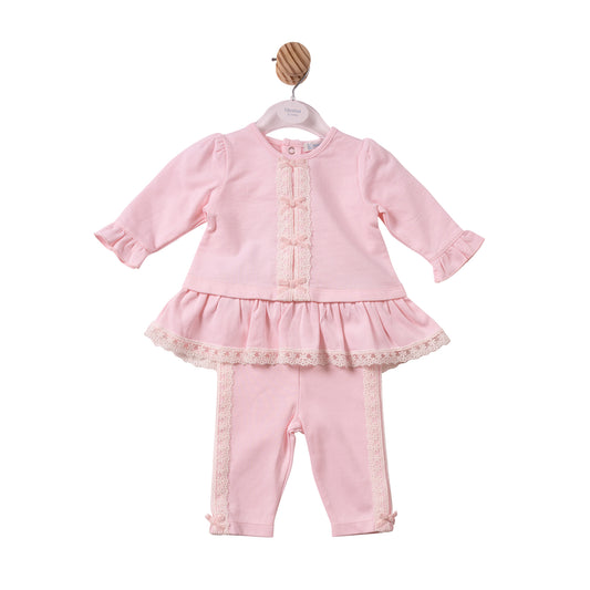MB7469B - Tunic & Legging - Pink - Lace/Bows - Pre Order