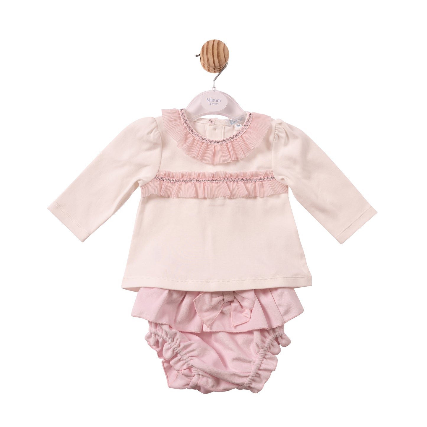 MB7481 - Top & Bloomer - Ivory/Pink - Chiffon Pleated Collar- Pre Order