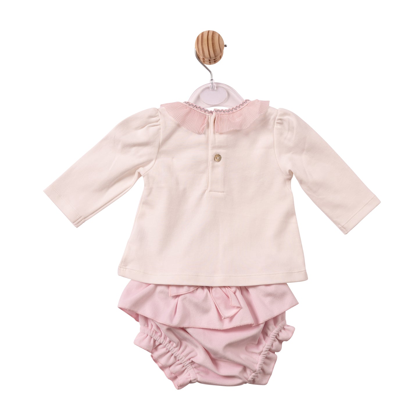 MB7481 - Top & Bloomer - Ivory/Pink - Chiffon Pleated Collar- Pre Order