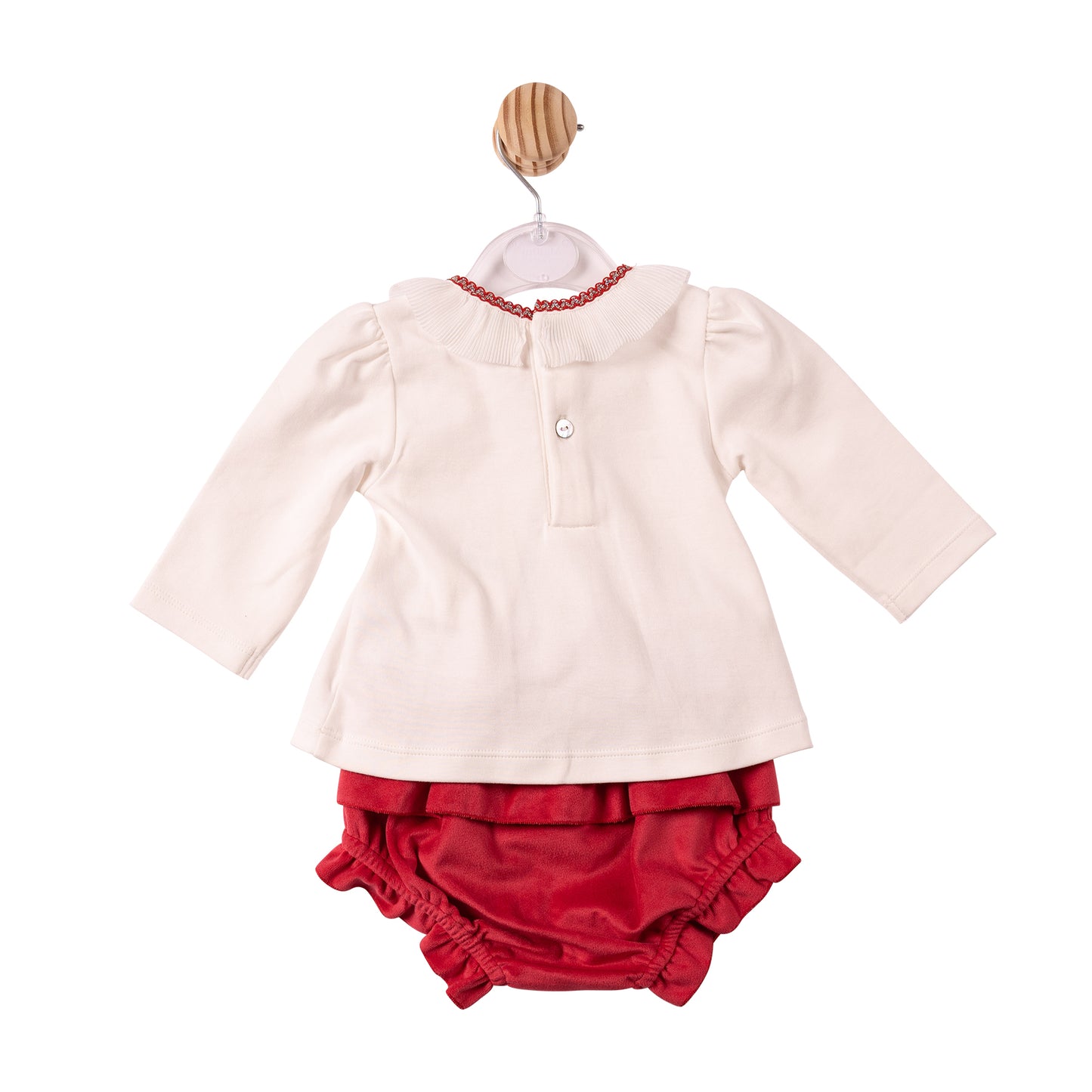 MB7488A - Top & Bloomer - Ivory/Red - Chiffon Pleated Collar - Pre Order