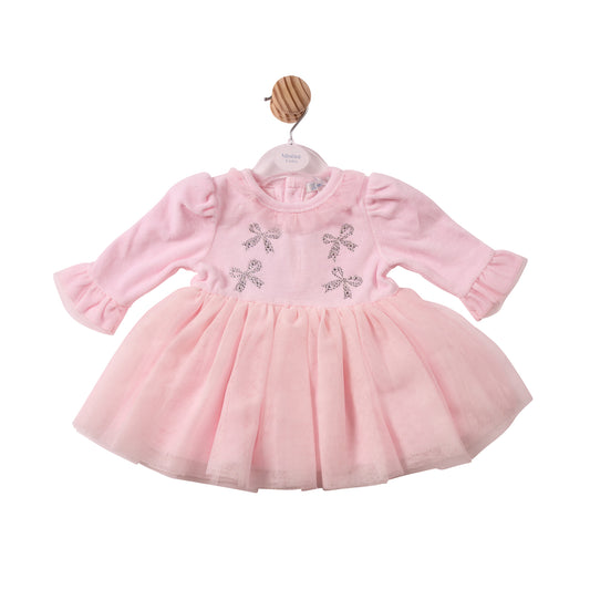 MB7494B - Dress - Pink - Diamante Bow - Pre Order