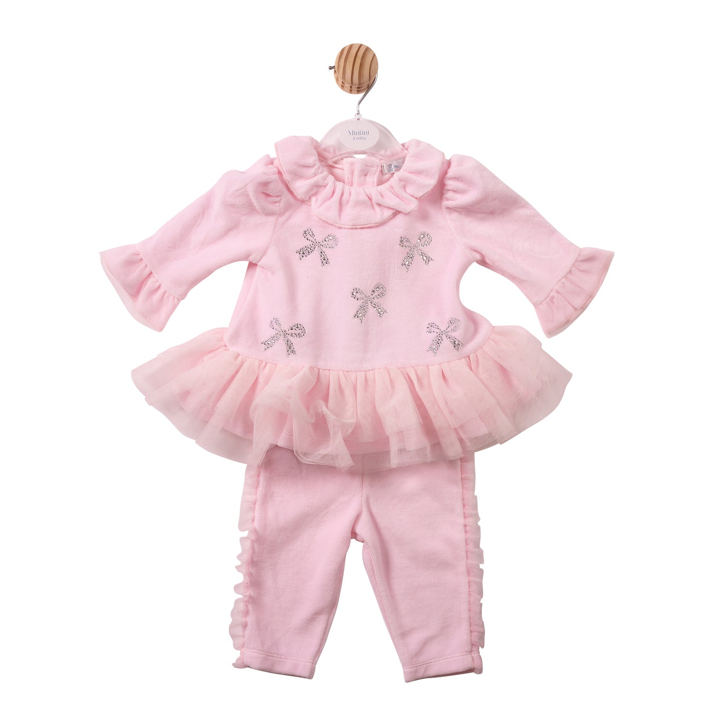 MB7496B - Tunic & Legging - Pink - Diamante Bow - Pre Order