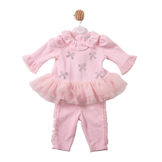 MB7496B - Tunic & Legging - Pink - Diamante Bow - Pre Order